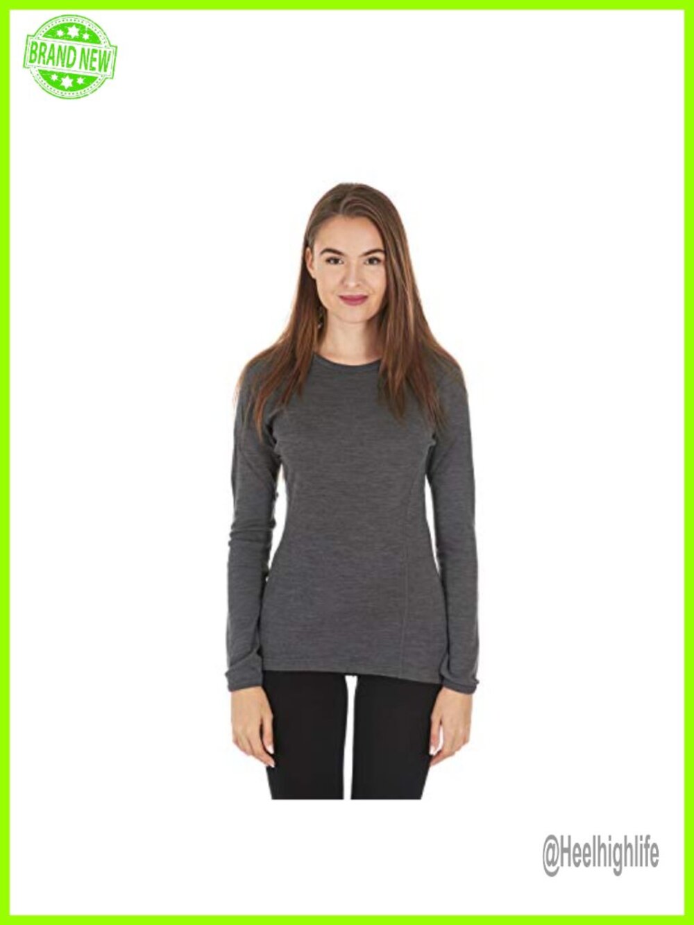 100% Merino Wool Women's Midweight Base Layer Long Sleeve Crew